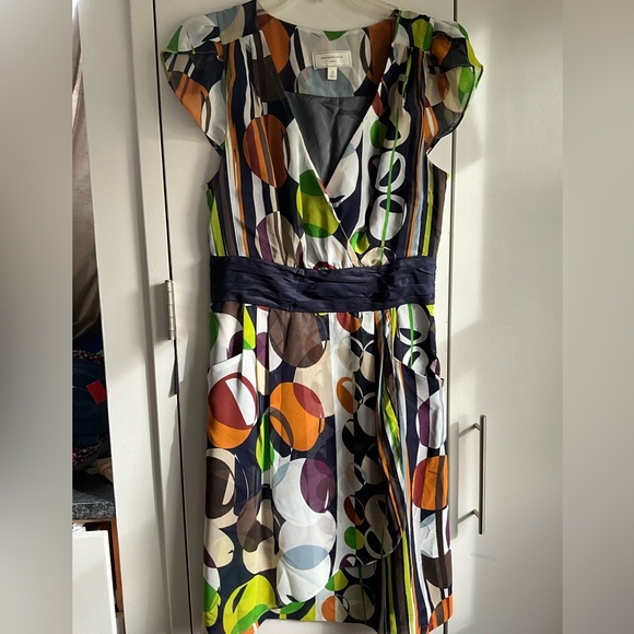 Moulinette Soeurs  Anthropologie Geometric Print Faux Wrap Dress, 4, MSRP $158 - Picture 1 of 9